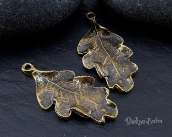 Bronze Leaf Pendant, Leaf Charm, Oak Leaf Pendant, Bronze Leaf Charm, Jewelry Supplies, Bronze Leaf Findings