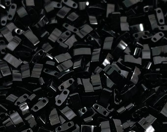 Miyuki Half Tila Beads, HTL-401, Opaque Black, 5 Grams