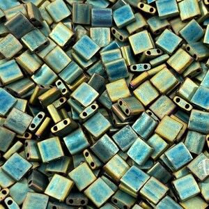 Miyuki Tila Beads, TL2008, Matte Metallic Patina Iris, 5 Grams