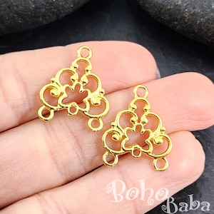 Multi Strand Connectors, Mini Gold Earrings, Chandelier Earrings, Multi Loop Connectors, Mini Connectors, Multi Strand Components, 2 Pc
