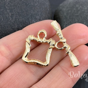 Shiny Gold Plated Toggle Clasp, Toggle Clasp Set, Gold Clasp Findings, 2 Sets