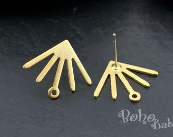 Gold Sun Stud Earrings, Gold Plated Sun Earring Posts, STMG34
