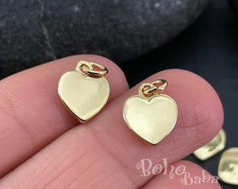Gold Plated Heart Charms, Gold Heart Pendants, Gold Heart Findings