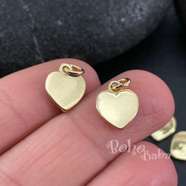 Gold Plated Heart Charms, Gold Heart Pendants, Gold Heart Findings