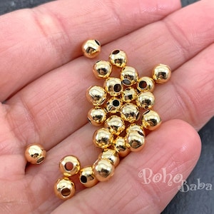 Shiny Gold Plated Ball Spacer Beads, 5mm Gold Ball Beads, 40pc