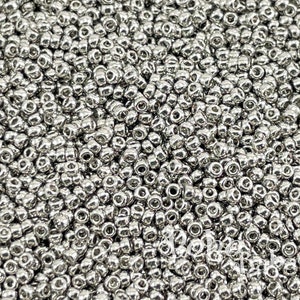 Miyuki Seed Beads, Round Rocailles 15/0, 194, Palladium Plated
