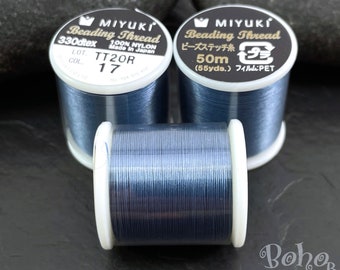Miyuki Beading Thread B, Color 17 Blue, Original Miyuki Nylon Thread, 50 Meters Spool
