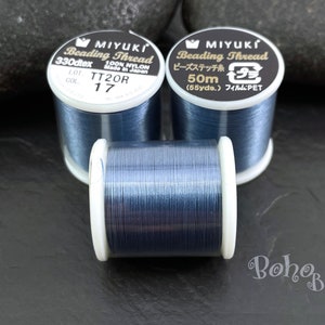 Miyuki Beading Thread B, Color 17 Blue, Original Miyuki Nylon Thread, 50 Meters Spool