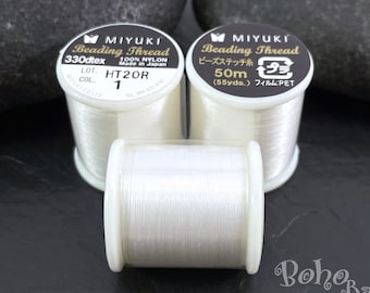Miyuki Beading Thread B, Color 1 White, Original Miyuki Nylon Thread, 50 Meters Spool