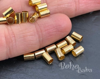 Cuentas tubulares chapadas en oro, separadores tubulares lisos, 20 piezas