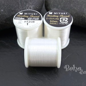 Miyuki Beading Thread B, Color 1 White, Original Miyuki Nylon Thread, 50 Meters Spool