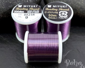 Miyuki Beading Thread B, Color 9 Purple, Original Miyuki Nylon Thread, 50 Meters Spool