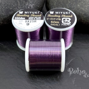 Miyuki Beading Thread B, Color 9 Purple, Original Miyuki Nylon Thread, 50 Meters Spool