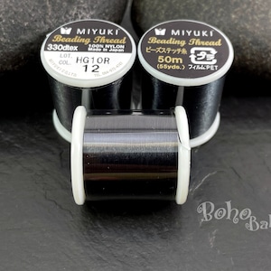 Miyuki Beading Thread B, Color 12 Black, Original Miyuki Nylon Thread, 50 Meters Spool