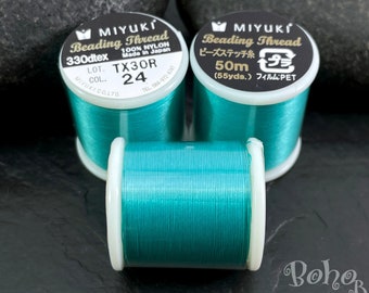 Miyuki Beading Thread B, Color 24 Turquoise Blue, Original Miyuki Nylon Thread, 50 Meters Spool