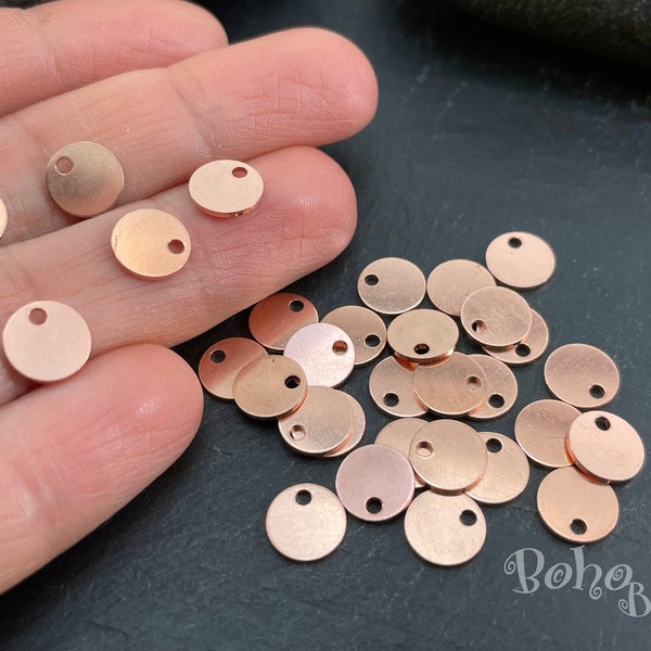 Copper Stamping Blanks, 8mm Disc Charms, Raw Copper Disc Tags, Copper Stamping Tags, Brass Disc Connectors, Mini Disc Blanks, 50 Pc