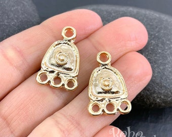 Shiny Gold Plated Multi Strand Connector, Gold Multi Loop Charms, Chandelier Earring Findings 3 Pc