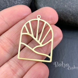 Breloque en laiton D, breloques de boucle d&#39;oreille en forme d&#39;arche, résultats de boucle d&#39;oreille en laiton brut, résultats découpés au laser, MLRB70