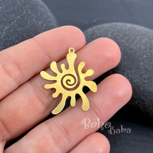 Brass Sun Charm, Raw Brass Sun Sun Earring Charms, Laser Cut Findings, MLRB293