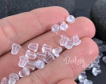 Cierres de goma para pendientes, tuercas para tapones de pendientes, 50 piezas (25 pares)