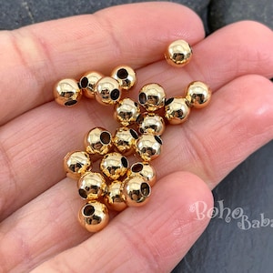 Shiny Gold Plated 6mm Gold Ball Beads, Gold Ball Spacer Beads, 20pc