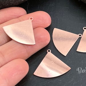 Breloques éventails en cuivre, ébauches de boucles d'oreilles en cuivre, breloque triangulaire en cuivre, breloques en cuivre brut, accessoires de boucles d'oreilles en cuivre, 4 pièces