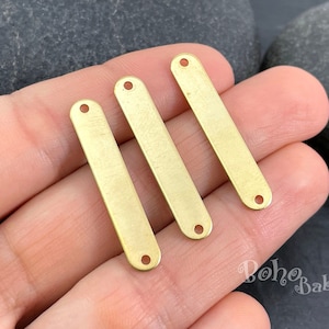 Raw Brass Oval Bar Charms, Brass Bar Connector, Stamping Blanks, Brass Nameplate Bar Pendant, Geometric Brass Jewelry, 5 Pc