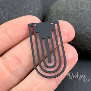 Brass D Charm, Arch Shape Earring Charms, Black Plated Earring Findings, Laser Cut Findings, MLBP80