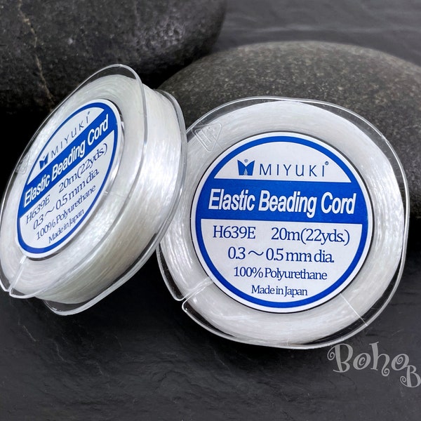 Miyuki Elastic Beading Cord, H639E Clear, 0.3-0.5mm, Original Miyuki Beading Cord, 20 Meters Spool