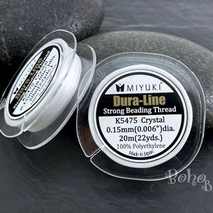 Miyuki Strong Beading Thread, K5475 Crystal, 0.15mm, Original Miyuki Dura-Line, 20 Meters Spool