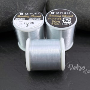 Miyuki Beading Thread B, Color 3 Silver, Original Miyuki Nylon Thread, 50 Meters Spool