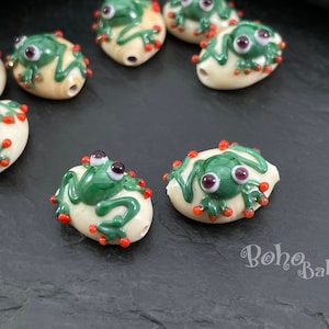 Lampwork Frosch, handgemachter Froschanhänger aus Muranoglas, 1 Stk