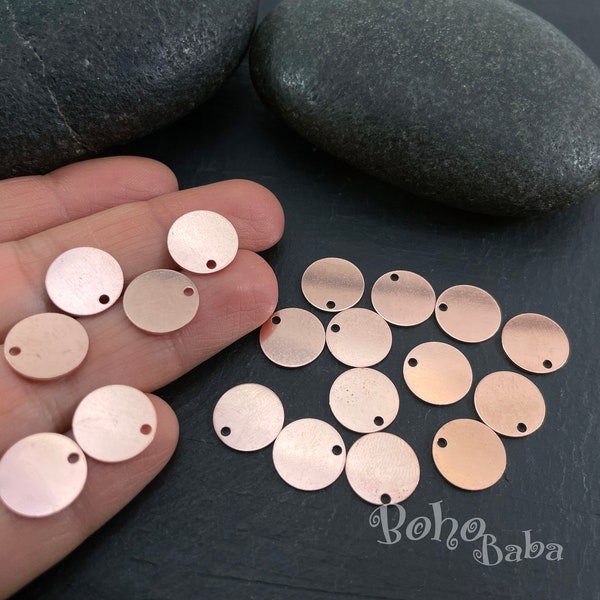 Copper Stamping Blanks, 12mm Disc Charms, Raw Copper Disc Tags, Copper Stamping Tags, Brass Disc Connectors, Mini Disc Blanks, 15 Pc