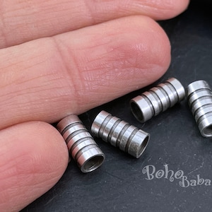 Silver Tube Beads, Antique Silver Plated Spacer Beads, Silver Jewelry Findings, 8 Pc