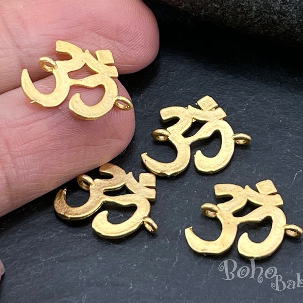 Or Om Charms, Mini Om Connector Charms, Om Symbol Charms, Rustic Tibetan Jewelry, Yoga Aum Findings, 4Pc