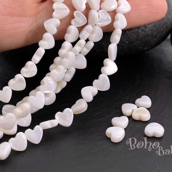 Mother of Pearl Heart Beads, Natural Freshwater Heart Beads