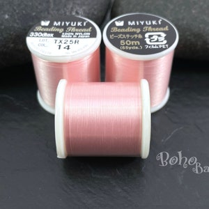 Miyuki Beading Thread B, Color 14 Pink, Original Miyuki Nylon Thread, 50 Meters Spool