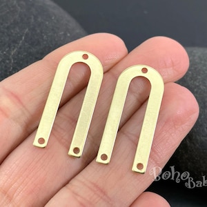 Brass U Shape Charms, U Shaped Brass Earring Blanks, U Connectors, Raw Brass Findings, 12 Pc