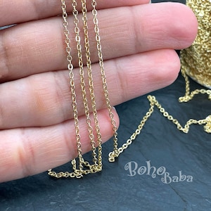 Shiny Gold Plated Cable Chain, 1.5mm Dainty Gold Chain