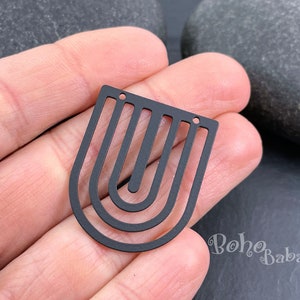 Brass D Charm, Arch Shape Earring Charms, Black Plated Earring Findings, Laser Cut Findings, MLBP79