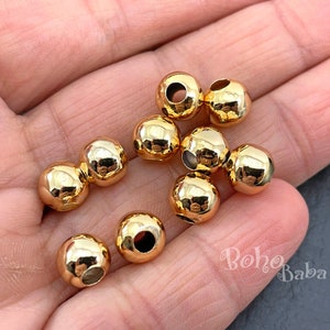 Shiny Gold Plated 8mm Gold Ball Beads, Gold Ball Spacer Beads, 10pc