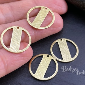 Breloques rondes en laiton, breloque en cercle en laiton texturé, blancs en laiton brut, breloques de boucle d&#39;oreille en laiton, résultats de bijoux en laiton, 6Pc