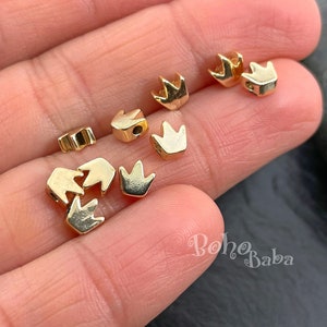 Shiny Gold Plated Crown Spacer Beads, Tiny Crown Charms, Mini Crown Beads, 10 Pc