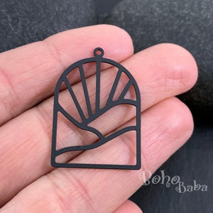 Black D Charm, Arch Shape Earring Charms, Black Plated Earring Findings, Laser Cut Findings, MLBP70