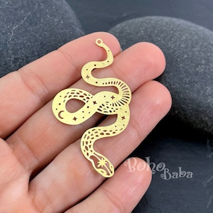 Ciondolo serpente in ottone, ciondolo serpente in ottone grezzo, ciondoli per orecchini serpente, risultati tagliati al laser, MLRB84