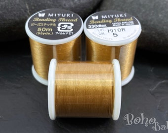 Miyuki Beading Thread B, Color 5 Gold, Original Miyuki Nylon Thread, 50 Meters Spool