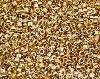 Miyuki Delica Beads, 11/0, DB0034, 24Kt Light Gold Plated