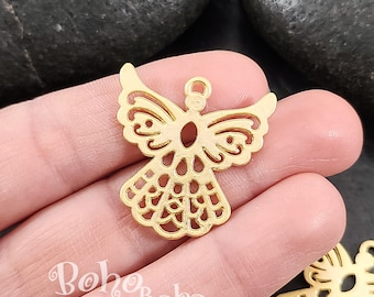 Matte Gold Plated Angel Charms: Jewelry Pendants (2pc)