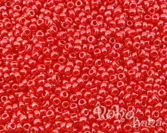 Miyuki Seed Beads, Round Rocailles 11/0, 438, Opaque Red Luster, 10 Grams