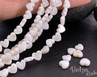 Mother of Pearl Heart Beads, Natural Freshwater Heart Beads